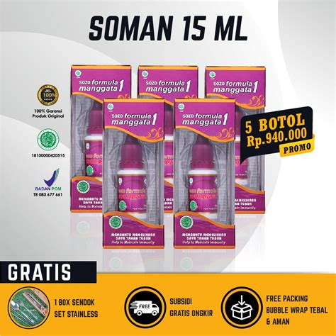 Jual 5 Botol Soman 1 Jamu Tetes Sozo Formula Manggata 1 5 Botol