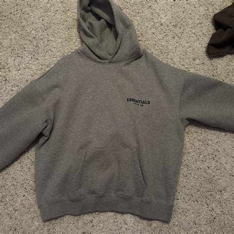 Essentials Fear Of God Grey Hoodie Size Depop