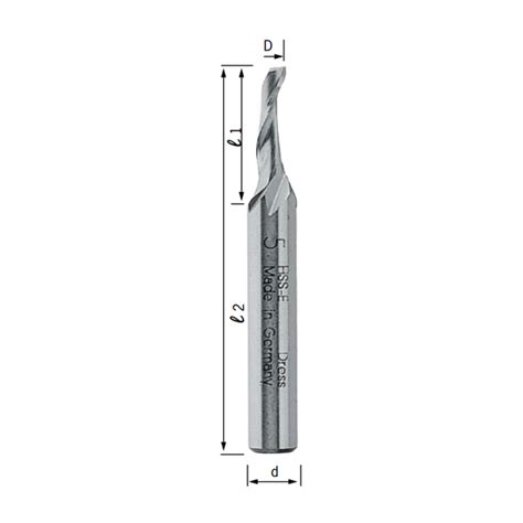 Однозубая фреза Dress HSS-E с удлиненной горловиной D4 l16/45 L90 d8 ...
