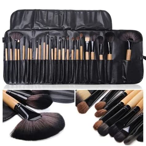 Rsentera Soft Bristle Makeup Brush Set With Pu Leather Case Black 24 Pieces 24 In 1 Makeup