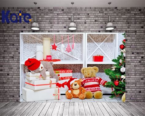 5x7FT Kate Newborn Christmas Photography Backdrops Bear Christmas Tree ...