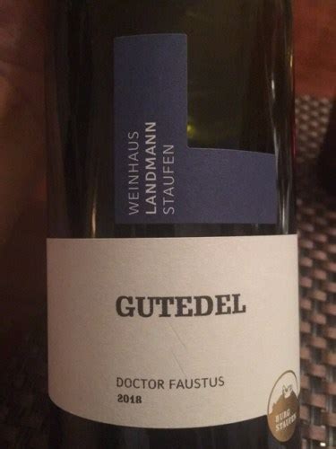 Weinhaus Peter Und Judit Landmann Doctor Faustus Gutedel Vivino US