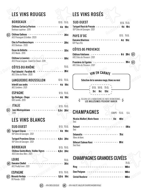 Menu At La Cabane De Contis Pub Bar Saint Julien En Born