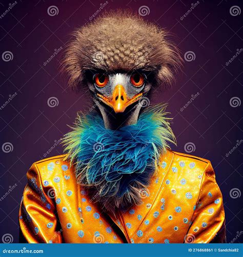 Realistic Lifelike Emu Bird In Fluorescent Electric Highlighters Ultra