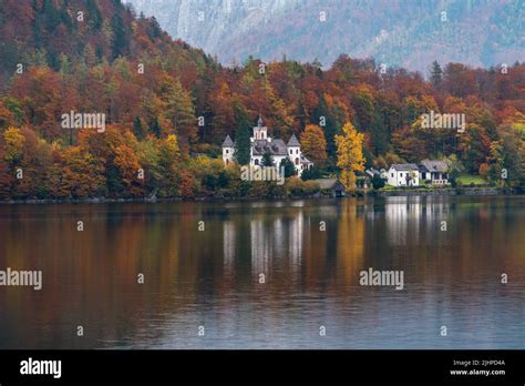 Lake Hallstatt, Austria. The village of Hallstatt is on the shore of Lake Hallstatt in the High ...