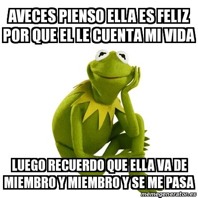 Meme Kermit The Frog Aveces Pienso Ella Es Feliz Por Que El Le Cuenta