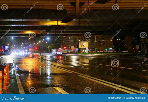 Road in the night city stock image. Image of lane, evening - 260690311