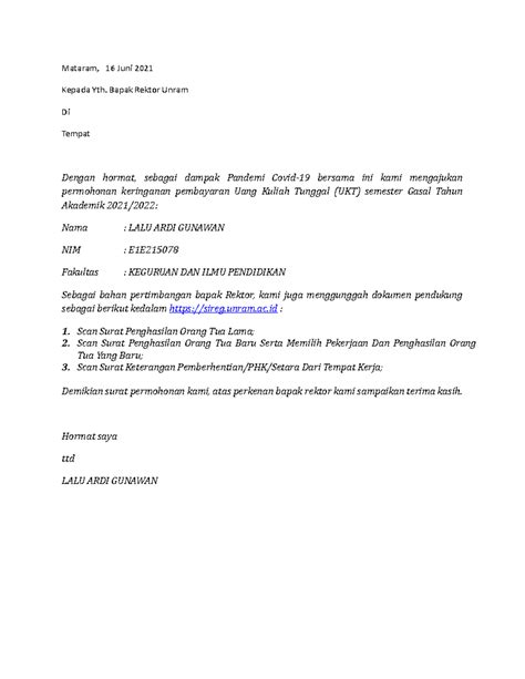 Permohonan Keringanan Biaya Kuliah 3