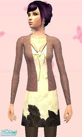 The Sims Resource Ditsy Dresses White Leaf Dress