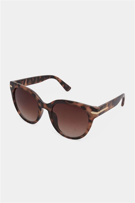 Brown Tortoiseshell Oversized Gold Detail Sunglasses Yours Clothing