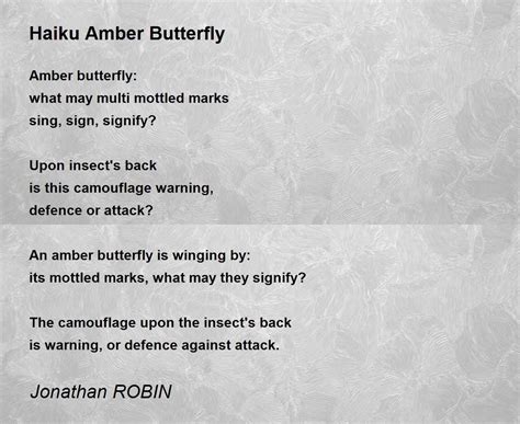 Haiku Amber Butterfly by Jonathan ROBIN - Haiku Amber Butterfly Poem