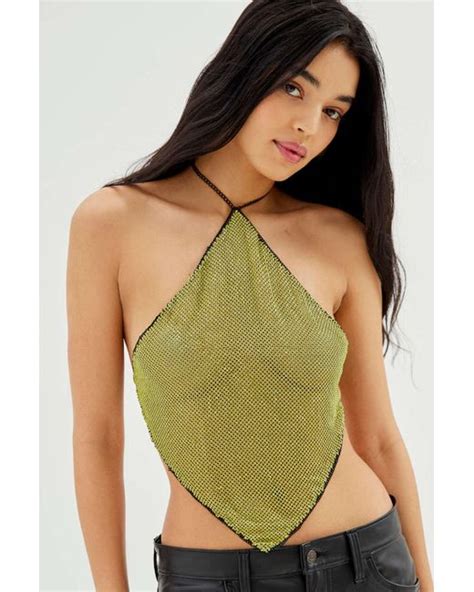 Urban Outfitters Kennedy Rhinestone Halter Top In Green Lyst