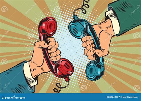 Retro A Dialogue On The Phone Two Handsets Cartoon Vector ...