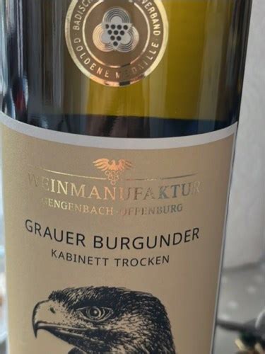 Weinmanufaktur Gengenbach Grauer Burgunder Kabinett Trocken Vivino Us