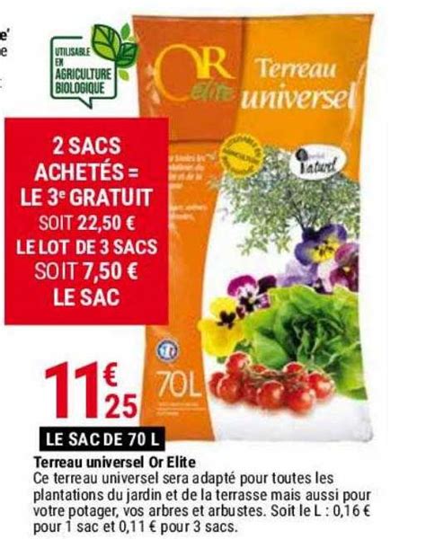 Promo Terreau Universel Or Elite Chez Gamm Vert Icatalogue Fr