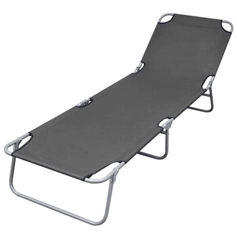 Chaise longue pliable avec dossier réglable Gris DIO7380739360327