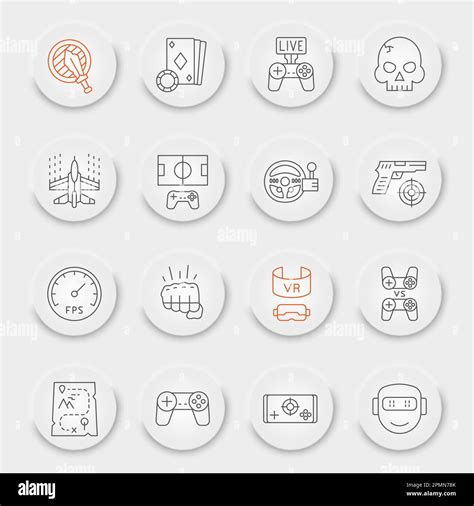 Video Games Line Icon Set Gaming Symbols Collection Vector Sketches