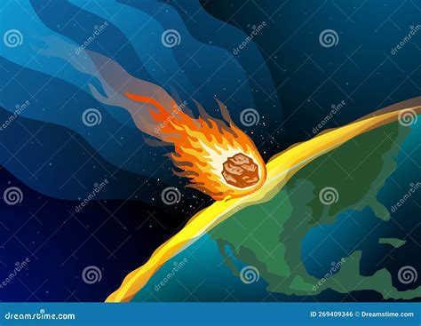 Big Fiery Meteor Hitting the Earth Stock Illustration - Illustration of ...