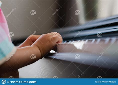 Hands Of Little Girl Playing Piano Selective Focus Stock Photo Image