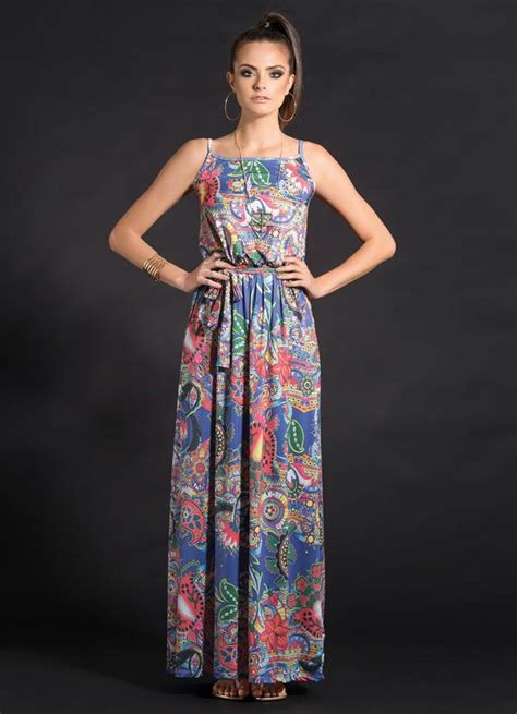 Vestido Longo Acinturado Paisley Quintess