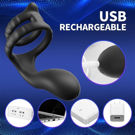 Vibrating Dual Cock Ring Rechargeable Penis Rings Vibrator Sex Toys For