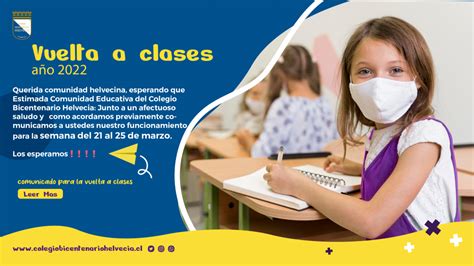 Comunicado N°3 Vuelta A Clases 2022 Colegio Bicentenario Helvecia