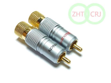 12pcs Gold Plated Nakamichi Rca Plug Locking Non Solder Plug Connector Ebay