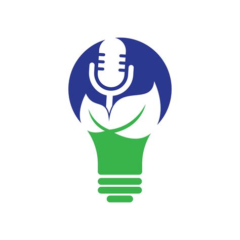 Leaf podcast bulb shape concept logo design template. Podcast talk show ...