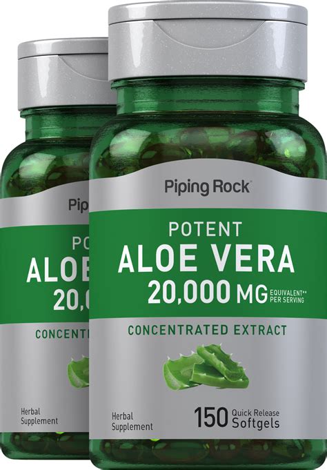 Potent Aloe Vera 20 000 Mg Per Serving 150 Quick Release Softgels