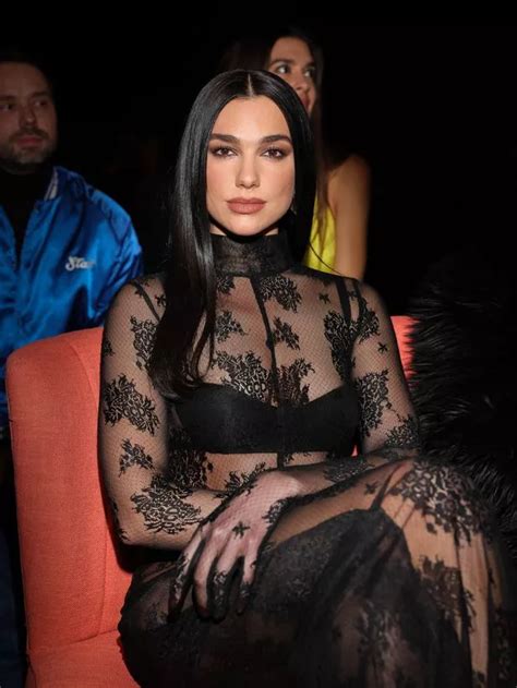 Dua Lipa Stuns In See Through Sheer Lace Dress At Milan Fashion Week