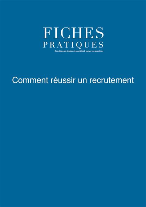 Pdf Comment R Ussir Un Recrutement Tapes De L Laboration De