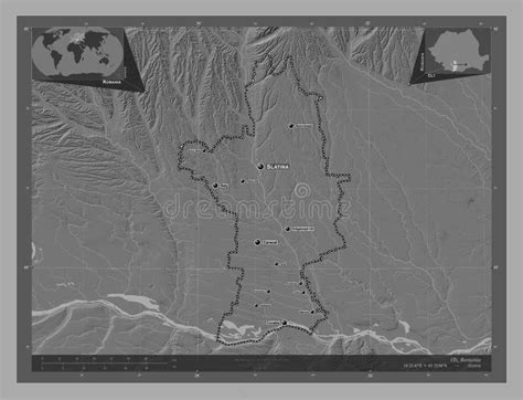 Olt Romania Bilevel Labelled Points Of Cities Stock Illustration