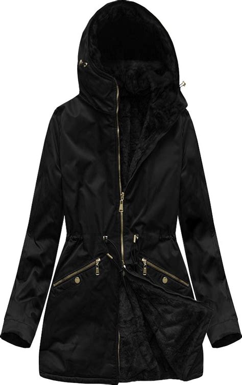 DWUSTRONNA PARKA Z KAPTUREM CZARNA WOMEN S BLACK WINTER PARKA