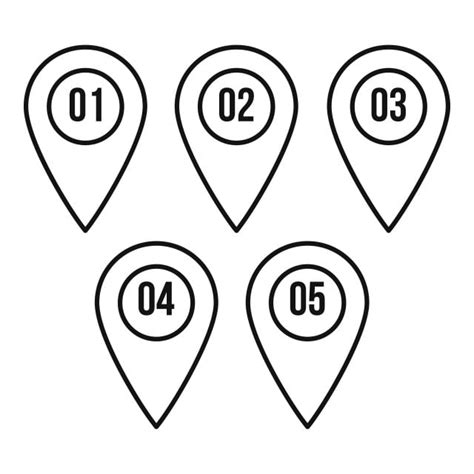 Numbered Pin Markers Icon Outline Style Pin Drawing Markers Drawing