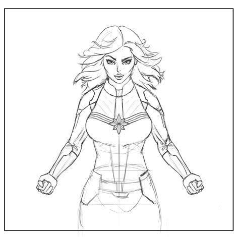 Captain Marvel Pin Up Anime Sketch By Artiststyle Hentai Foundry