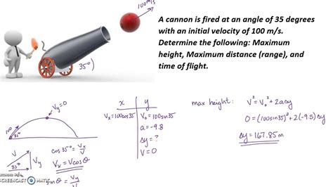 Angled Launch Projectiles Example Problem YouTube