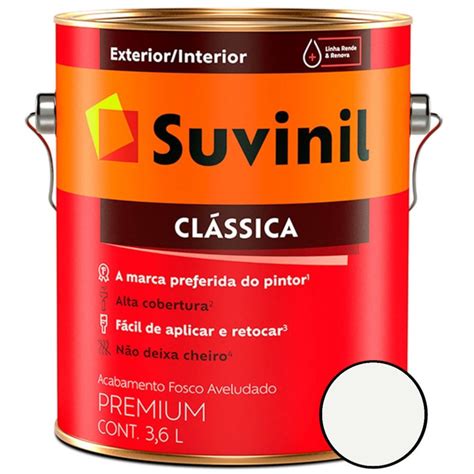 Tinta Branca Fosca Suvinil - TINTA FOSCA PREMIUM BRANCA BRANCO NEVE CLASSICA LATA 3,6L SUVINIL MAXX ...