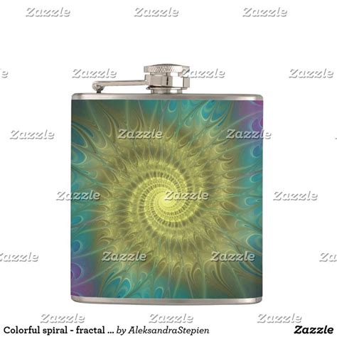 Colorful Spiral Fractal Impression Flask Flask Fractals Custom