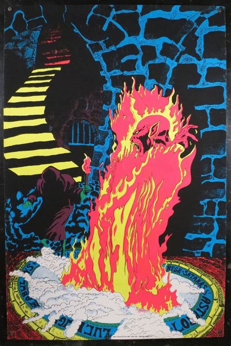 Vintage 1970 Rege Rising Pro Arts Blacklight 28x42 5 Litho Art Original