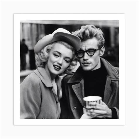 Marilyn Monroe And James Dean portrait Art Print by Fuzion Designs - Fy