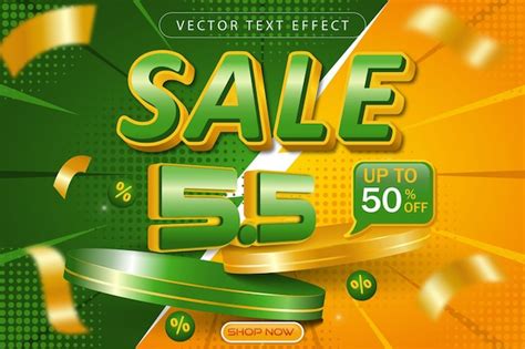 Promoção De Efeito De Texto Editável De Venda Com 55 Vetores 3d E Pódio Vetor Premium