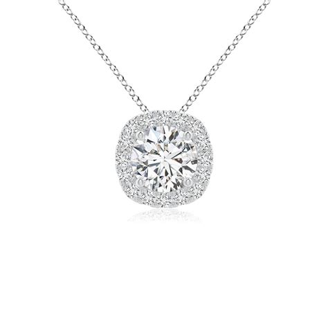 Round Diamond Cushion Halo Pendant Angara