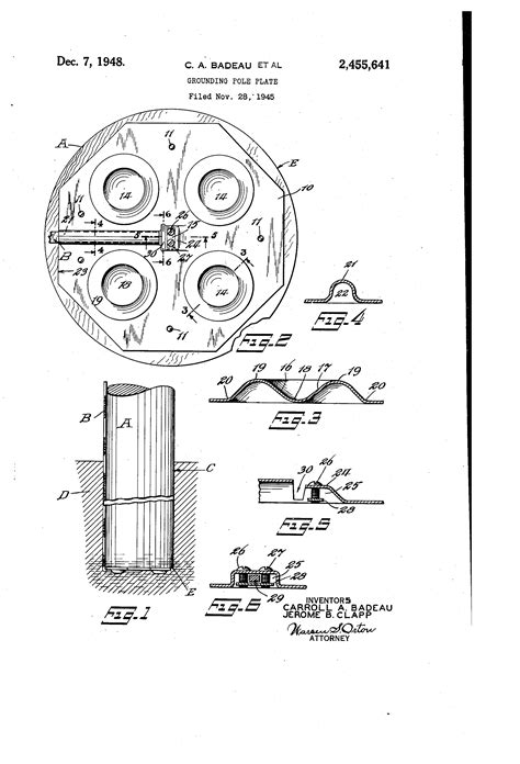 US2455641A - Grounding pole plate | Plates, Pole, Patent