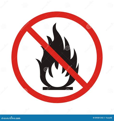 No Fire Sign Prohibition Open Flame Symbol Stock Illustration