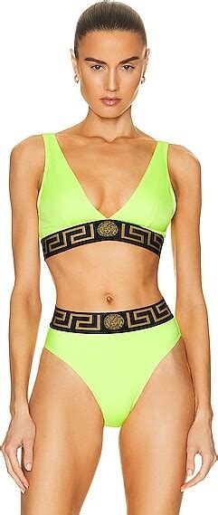 Versace Greca Border Triangle Bikini Top In Yellow ShopStyle Swimwear