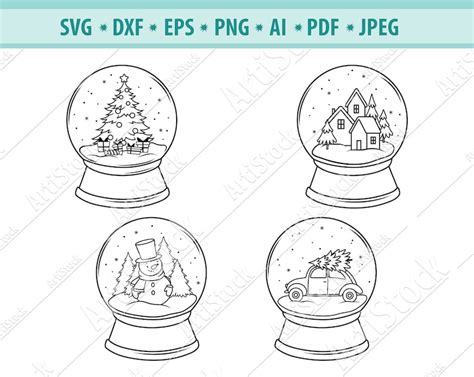 Snow Globe Svg Glass Snowball Svg Winter Scene Svg Etsy