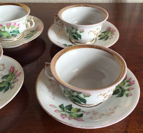 Bohemian Porcelain Tea Set Flowers And Gold Circa 1885 Moorabool