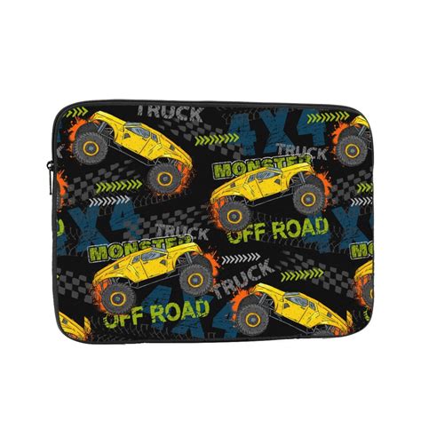 Boy Monster Truck Yellow Car Portable Laptop Sleeve Compatible with ...