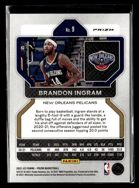 2021 Panini Prizm Green Wave 9 Brandon Ingram Silver EX Near Mint EBay