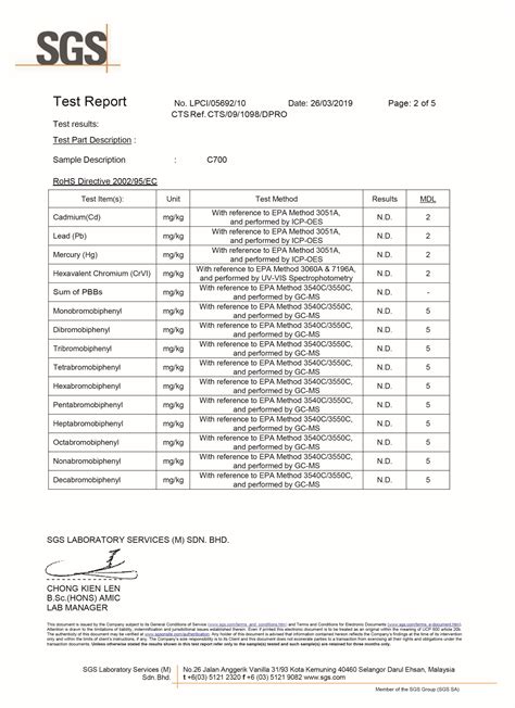 DPro Lubrication | SGS Test Report